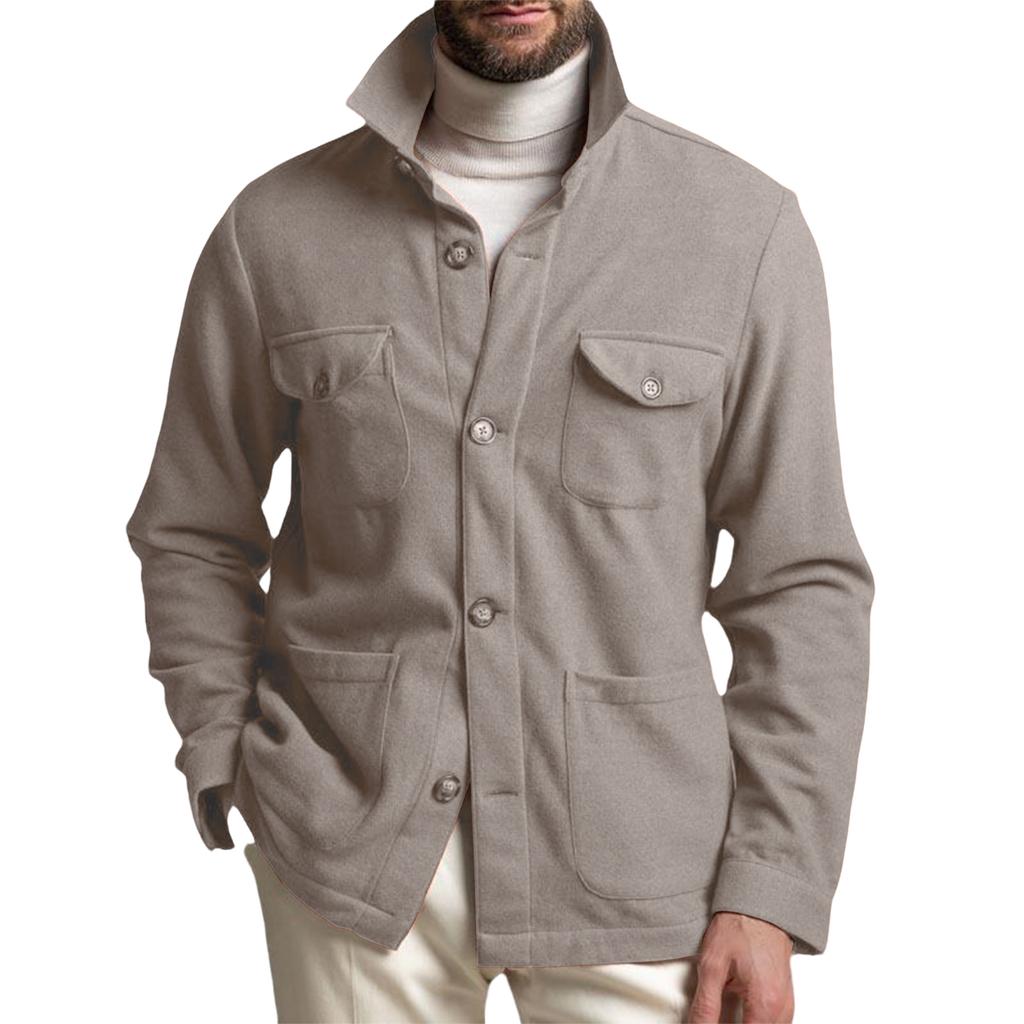 Men's Button Down Shirt Jacket Casual Long Sleeve Shacket Overshirts With Flap Pockets