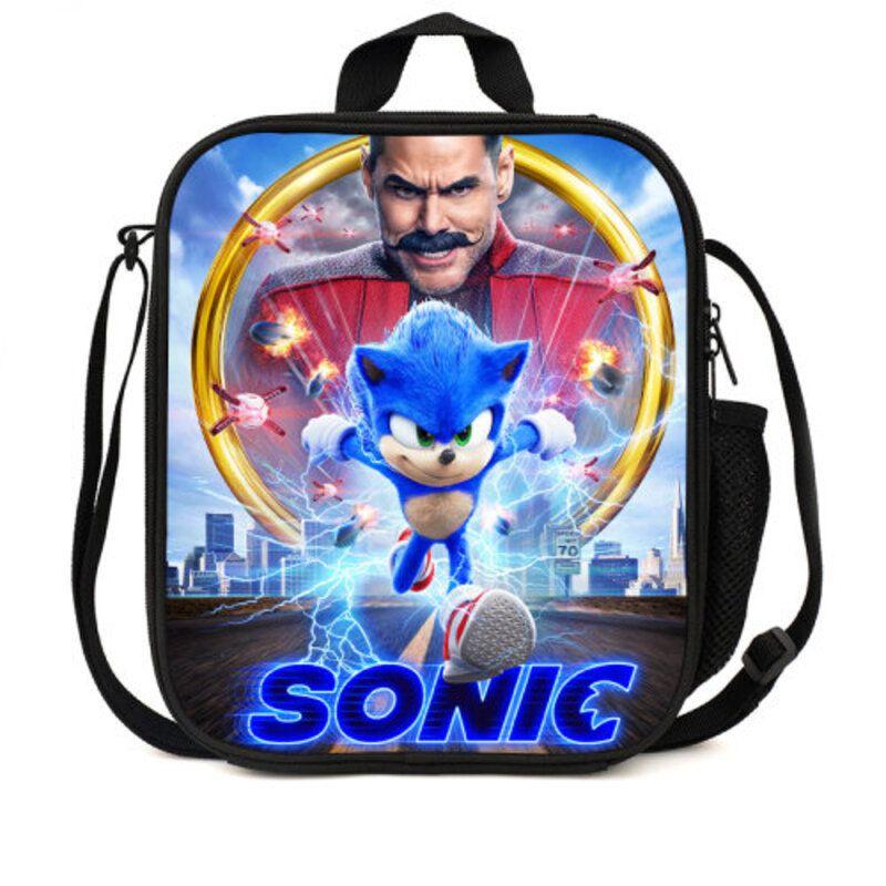 Sonic Hedgehog Lunch Box Bag Stylish Shoulder Bag For Kids Adults Large Capacity Travel Bag
