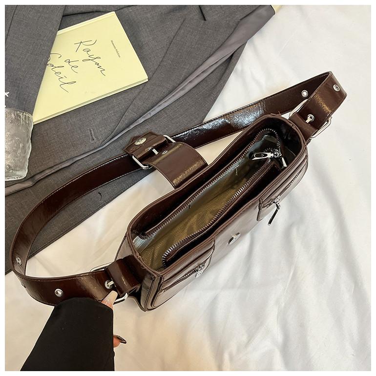 IELGY Niche Design Saddle Bag Simple Retro Underarm Bag