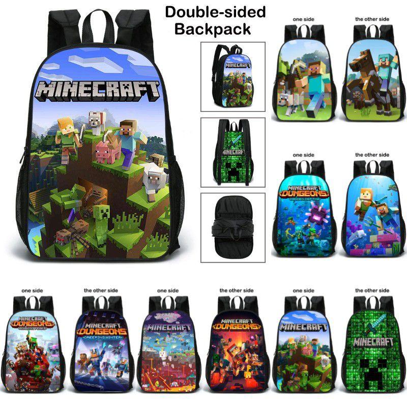 Minecraft School Bag Double-sided Backpack For Students With Decompression Feature