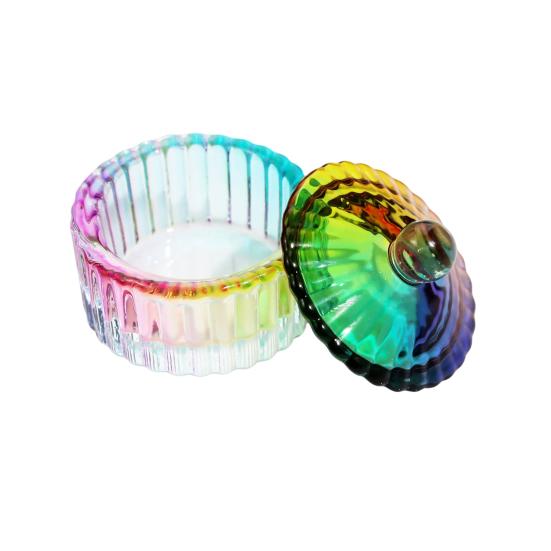 Nail Art Dappen Dish with Lid Acrylic Powder Container Holder Liquid Love Heart Square Flower Octagonal Faux Crystal Glass Cup Bowl