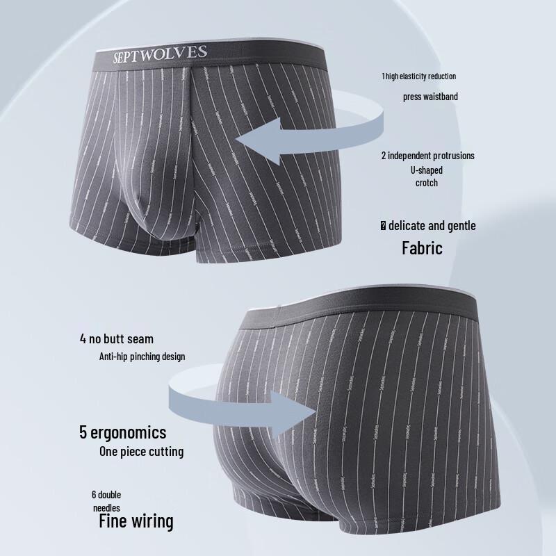 Septwolves Men's Pure Cotton Boxer Briefs