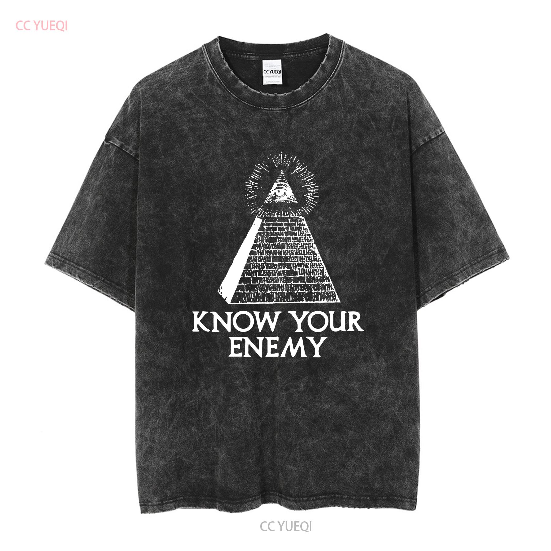 

KNOW YOUR ENEMY Illuminati Eye Pyramid Killuminati T shirt 100 cotton vintage Washed Versatile Comfortable graphic homme 2XL