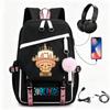 One Piece Chopper Luffy Anime Backpack School Travel USB Charging Large Capacity Canvas Bag Unisex