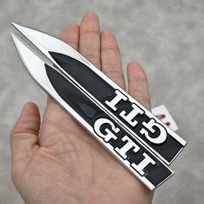 2026 New For VOLKSWAGEN VW 2Pcs Metal Logo GTI Emblem Sticker Car Fender Side Badge For Volkswagen VW GTI MK4 MK5 Polo BORA Golf