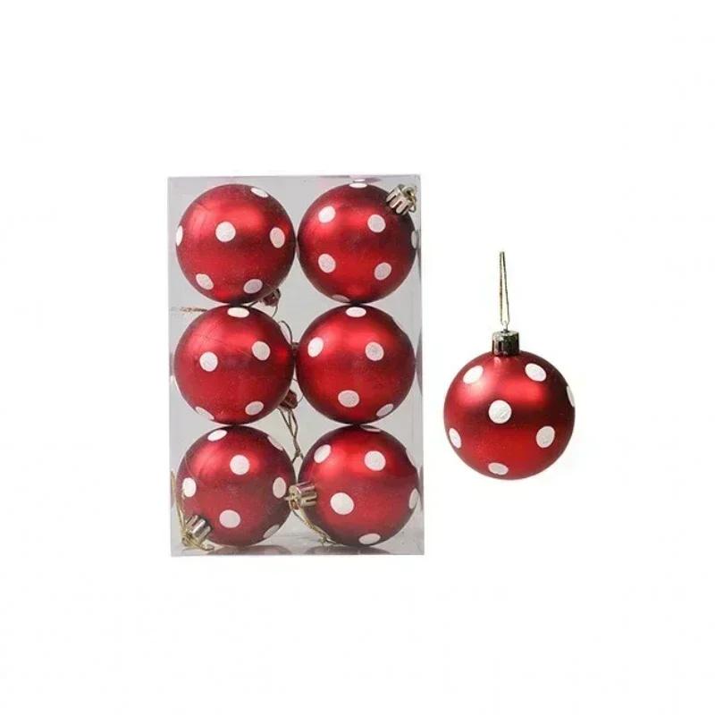6Pcs Christmas Decorative Balls Green Xmas Tree Pendants Red Snowflake Branches Style Home Christmas Party Decoration Toy Balls