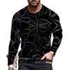 European and American Fashion Gradient Printed Casual Long Sleeved T-shirt O Neck Oversized Pullovers Tees Tops Men's Clothing
