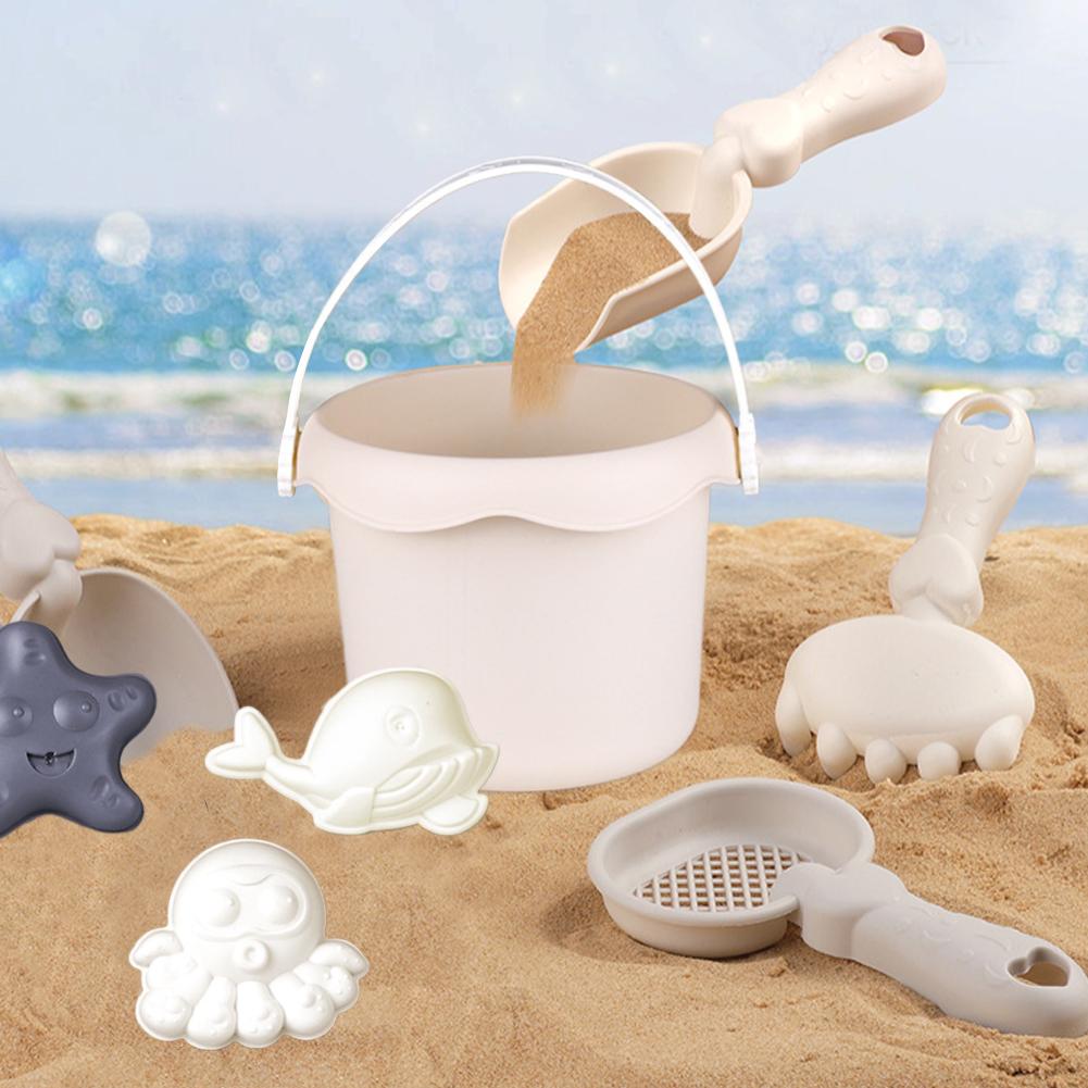 Kids Beach Toys Set With Shovel Bucket Rakes Outdoor Sandcastle Building Summer Beach Play Sand Digging Tools