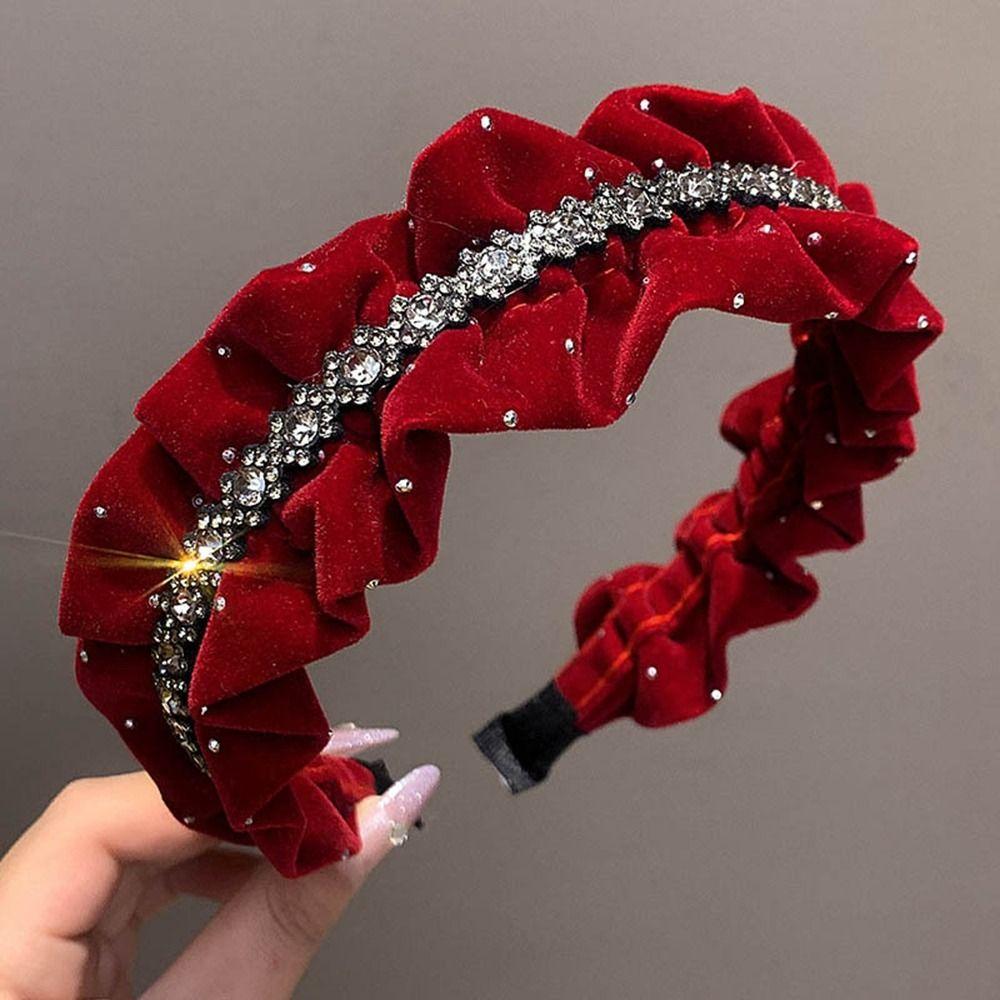 Wide Edged Crystal Bow Headband Solid Color Wide Edged Headband Fashion Bow Hair Hoop  Women Girls