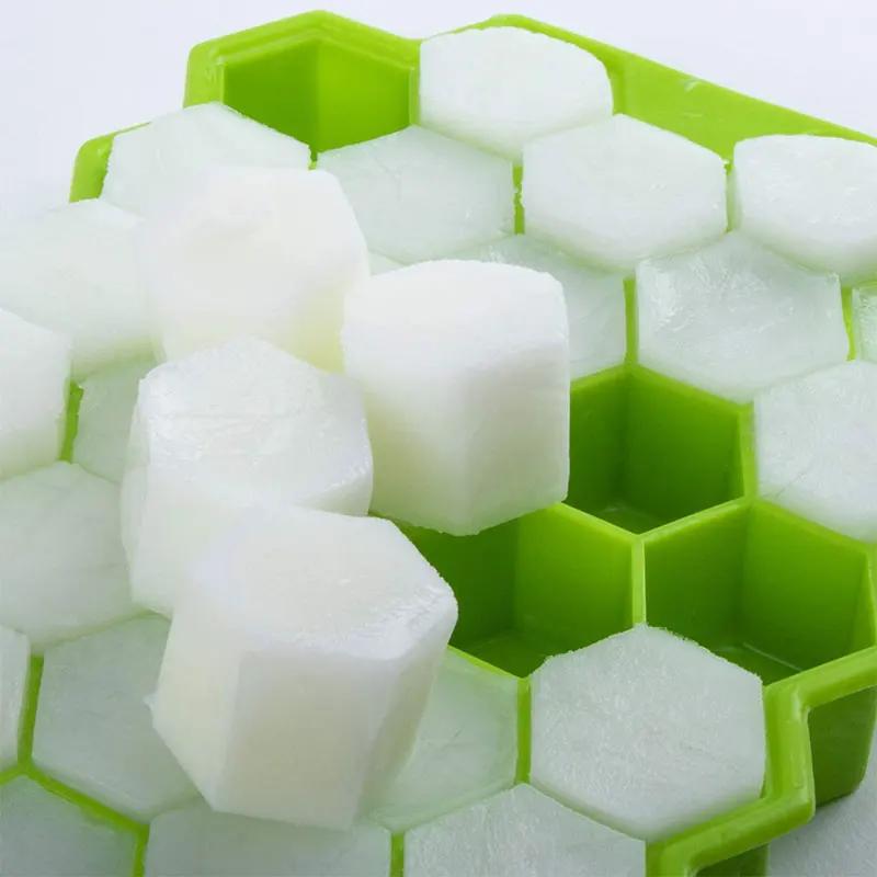 Creative Honeycomb Ice Cube Tray Reusable Silicone Ice Mold Ice Cube Maker BPA Free Ice Mould with Removable Lids