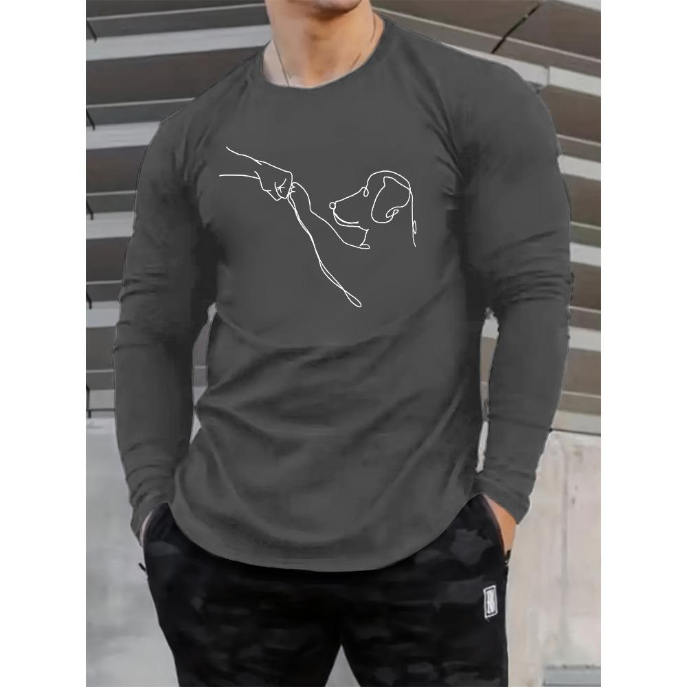 

Fashion Freedom Letter Printed Long Sleeve T-shirt Casual Line Print Graphic Tee Autumn Comfortable Crew Neck Street Man Clothes S