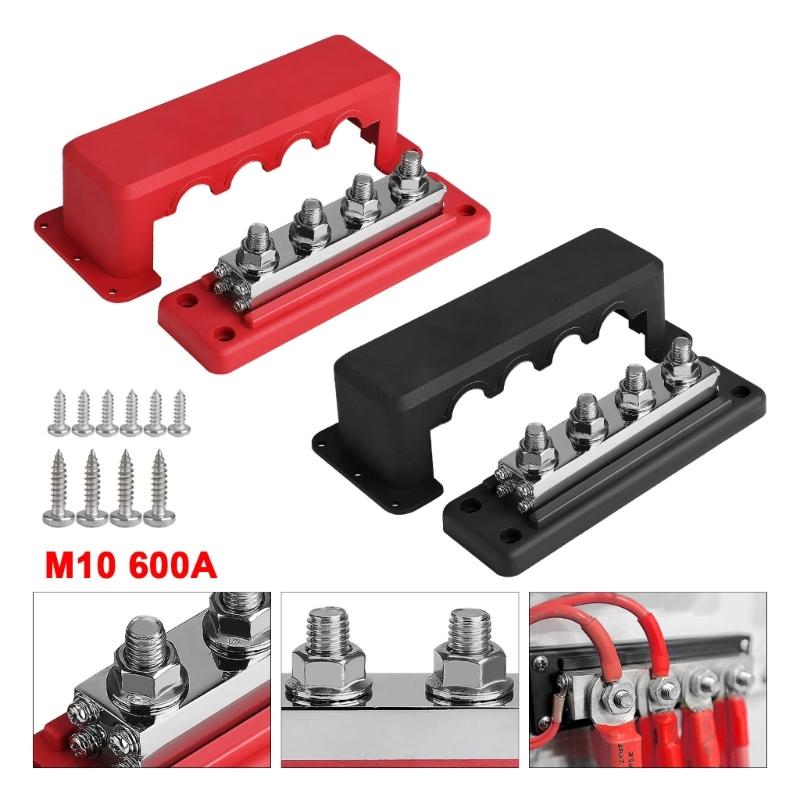 בלוק חלוקת כוח 3/8" 4 חתיכים פס צבירה עם מכסה 600A בלוק מסופי חשמל עבור סירה ימית, קרוואנים, מכונית