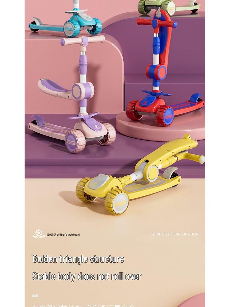 3-in-1 Children's Scooter for Ages 1-12: Safe and Fun for Boys and Girls