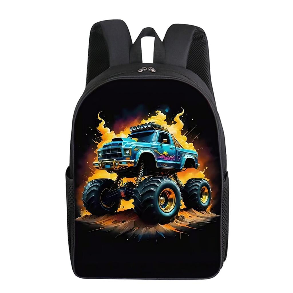 Excavator Printing Single Layer Backpack for Boy and Girls Best Gifts 2D Flat Cartoon School Bags for Children