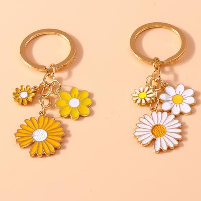 Schattige Emaille Margriet Sleutelhanger Bloemsleutelhanger voor Autosleutelhouder Dames Meisjes Handtas Accessoires Handgemaakte Sieraden Cadeau