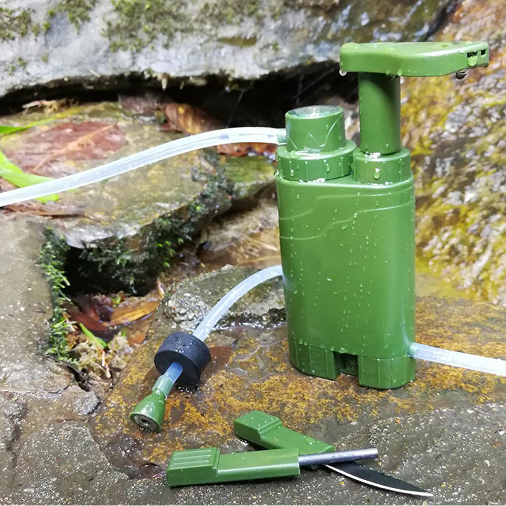 Hand Pump Water Filter 4Stage Camping Water Purifier Filtration System Emergency Survival Gear