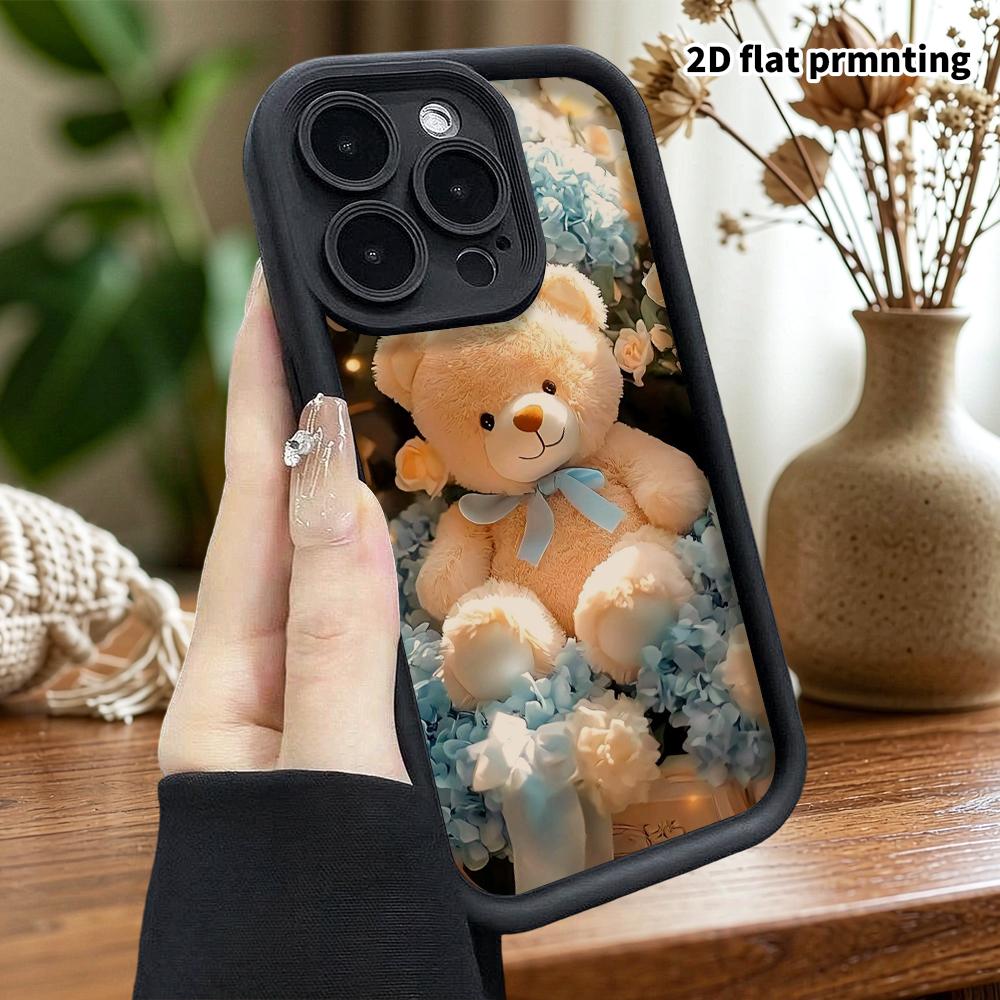 Phone case: 2D flat, compatible with iPhone 18 17 16 15 14 13 Pro protective cases, crown bear, perfect Christmas and Halloween holiday gift