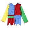Unisex Circus Clown Costume Color Block Patchwork Clown Dress Hat Waistband Pants Halloween Performance Attire