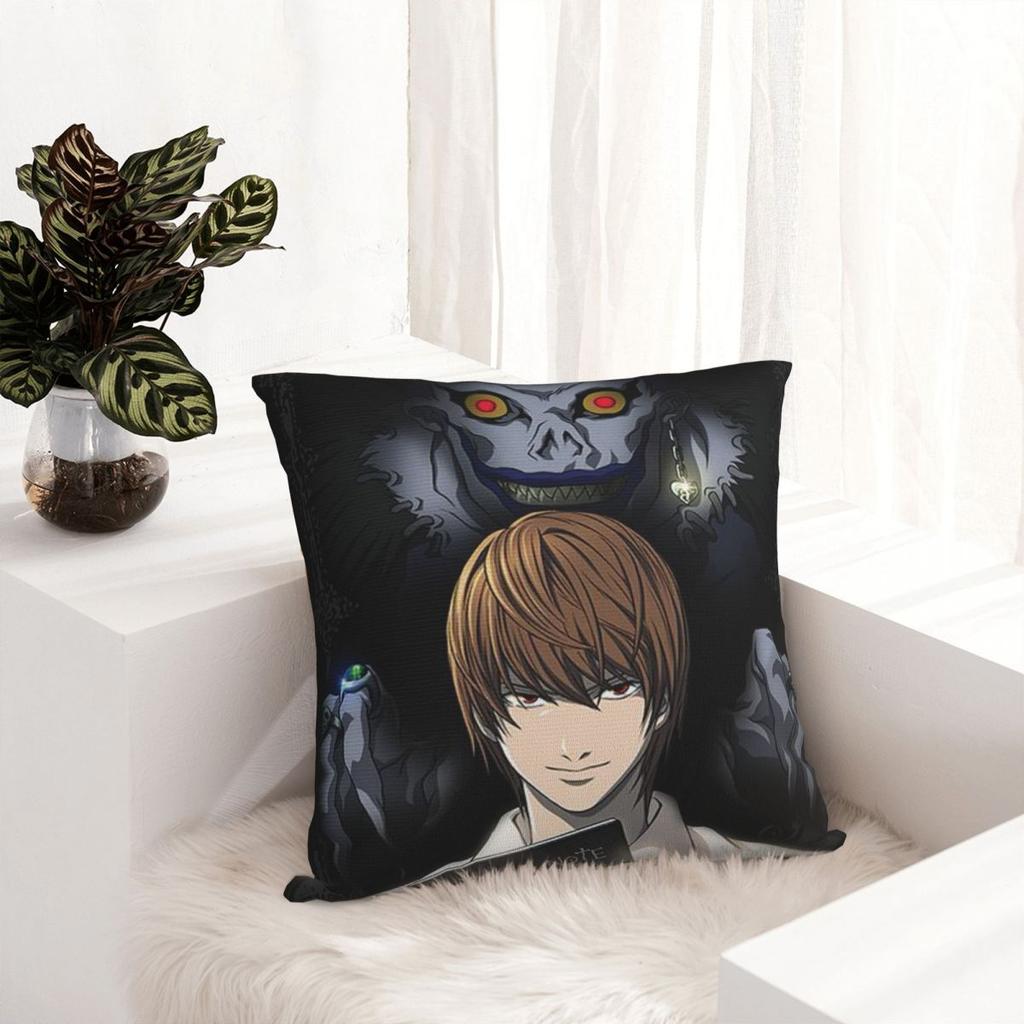 Death Note Manga Square Pillow Cases Anime Light Yagami Cushion Covers Zippered Decorative Pillowcase for Living Room 45x45cm