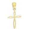 Golden Fire Unisex-Children's 10k or 14k Solid Delicate Gold Cross Pendant, Religious Jewelry for Baptism (14k Gold) Yellow