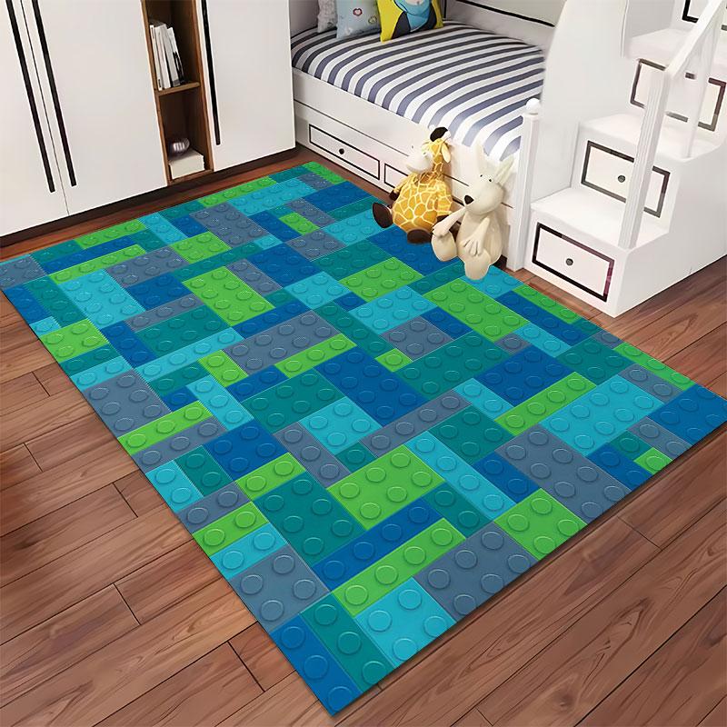 Colorful Geometric Block Pattern suitable as a non-slip mat for the living room or bedroom sofa