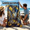 Custom Name Personalized Atletico Madrid Print Beach Towel, for Trip Camping Beach Party Home Decor, Birthday Gift for Family & Friends