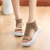 Summer New Round Toe Hand-woven Platform Heightened Non-slip Comfortable Versatile Soft Sole Women's Sandals