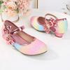 Girls Princess Flats Low Heel Dress Shoes Mary Glitter Wedding Party Sparkling Bow