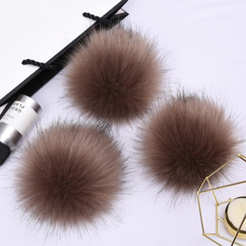 1PC Faux Fur Pompom Hat Ball Hairball DIY Handmade Pom Poms for Handcraft Colorful False Pompon With Rubber Band Hat Accessories