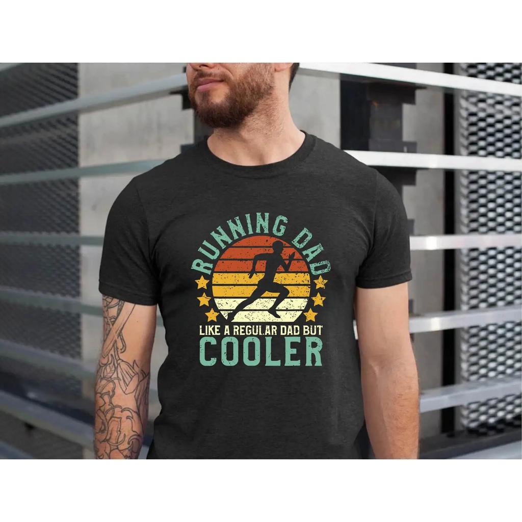 Running Dad Like A Regular But Cooler Funny T Shirt Fathers Day For Enthusiast Dads Vintage Fashion Slightly