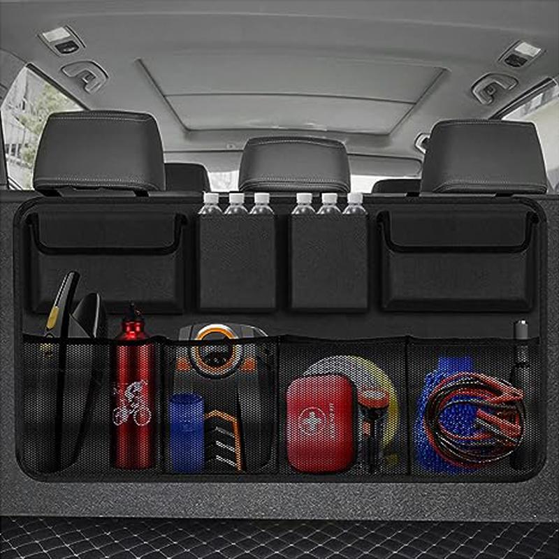 Car Trunk Organizer Car SeatBack Storage with 8 Large Storage Bag Car Trunk Tidy Storage Bag Car Space Saving Expert (Black)