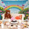 2D Fairy Tale Garden Backdrop, Sparkling Rainbow with Flowers and Butterflies Background for Nursery & Kids Photos
