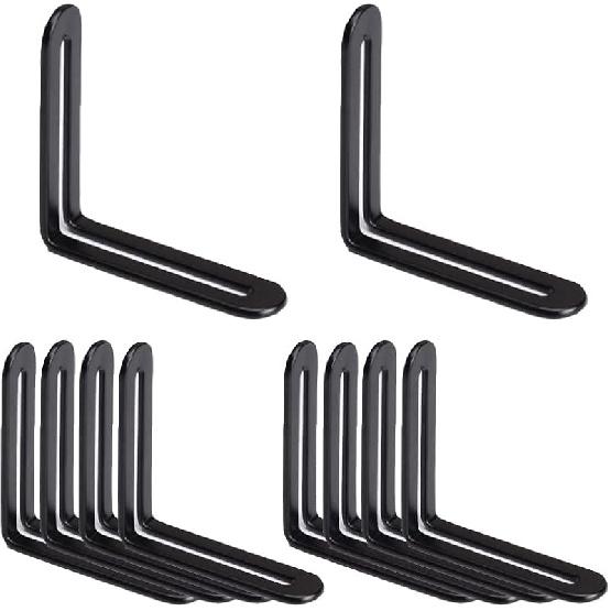 10 Pcs 1 9/10" Adjustable L-Shape Corner Brace with Slot, Metal Connector Slidable Slotted Joint Right Angle Bracket Fastener for Wood Chair