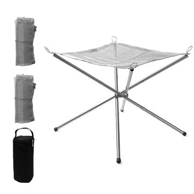 Sitengle Foldable Fire Pit with 2 Mesh Panels, Outdoor Fire Stand, Camping, BBQ, Compact, Portable
