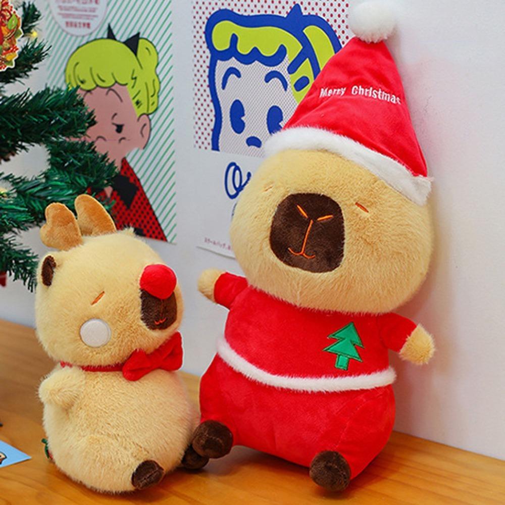 Elk Capybara Plush Toy Merry Christmas Capybara Fluffty Doll Capybara Plush Doll  Kid Toy