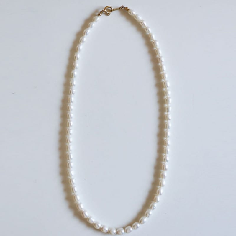 Modernlike 14k GF Silver Oval Freshwater Pearl Necklace 5mm
