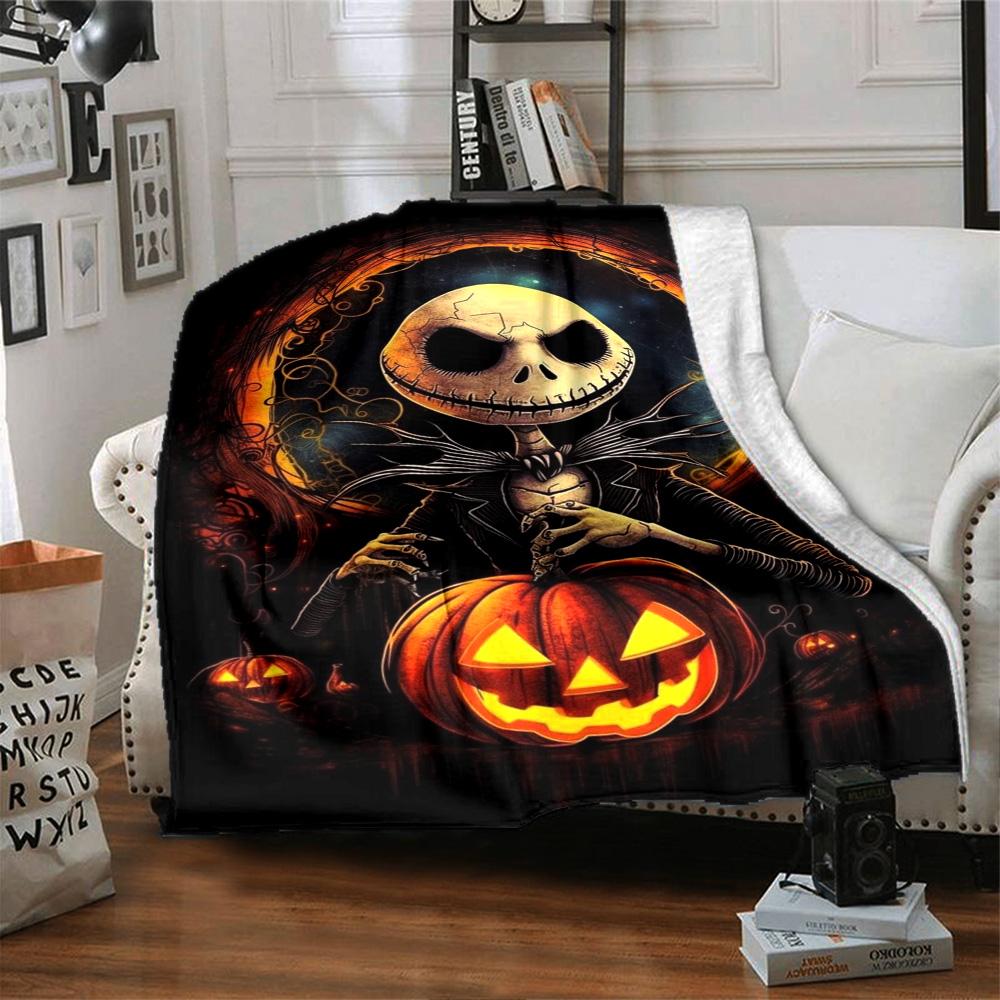 Nightmare Before Christmas Jack Flannel Blanket Super Soft Warm Cozy Blanket For Sofa Bed Office Travel Allseason Home Decor Gift