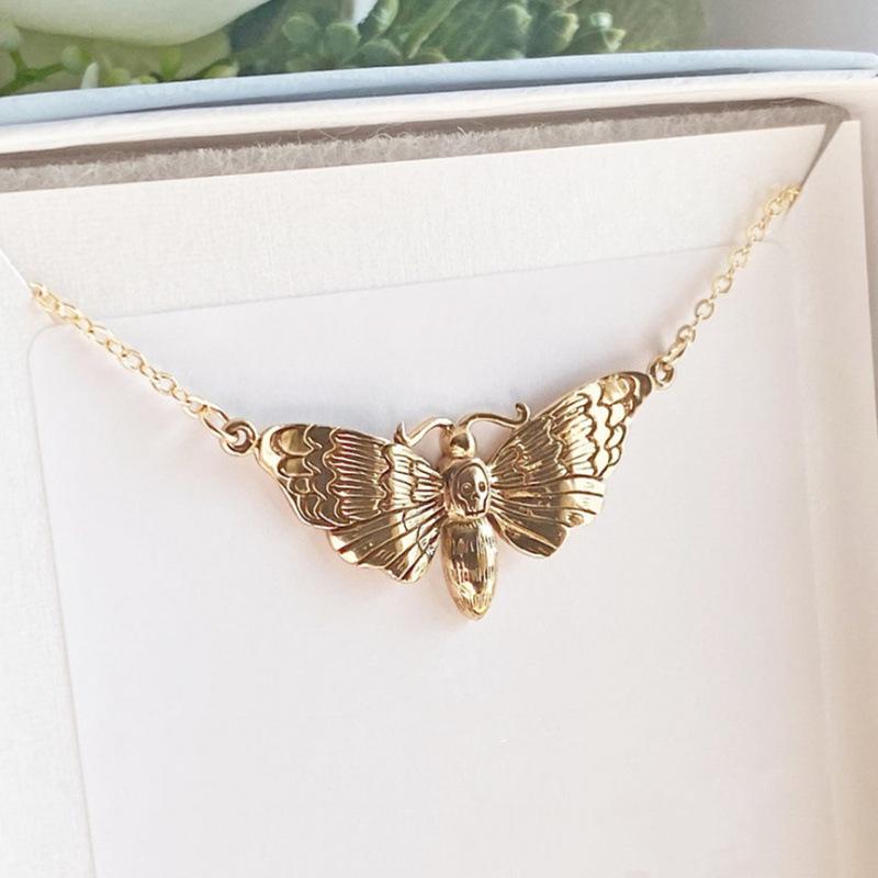 Gold or Silver Death's-head Hawkmoth Necklace for Cross-border Trade
