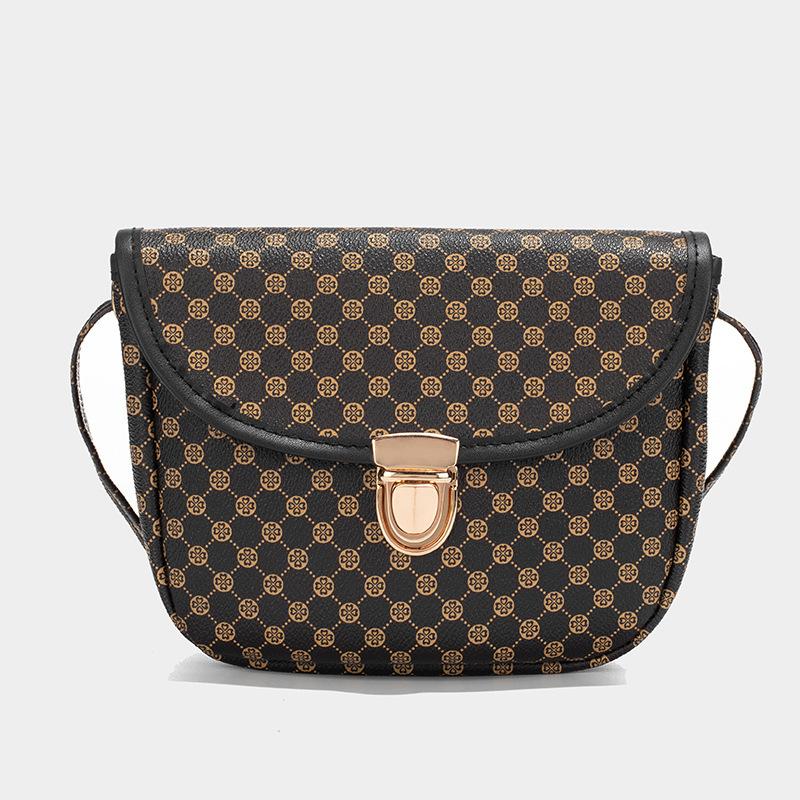 Simple polka dot printed messenger bag new solid color diamond embroidered lock fashionable women's shoulder bag