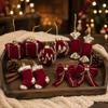 2PCS Flocked Surface Christmas Ornament Wine Red Color Holiday Ornament Xmas Decor  Home Layout