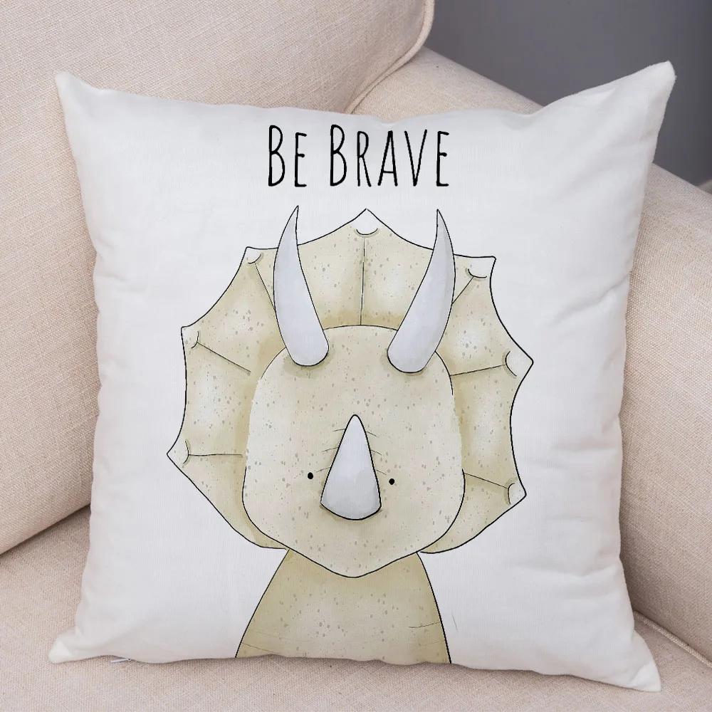 Nordic Be Brave Zebra Hippo Giraffe Pillow Case Decor Cute Animal Cushion Cover for Sofa Lion Fox Soft Plush Pillowcase 45x45cm