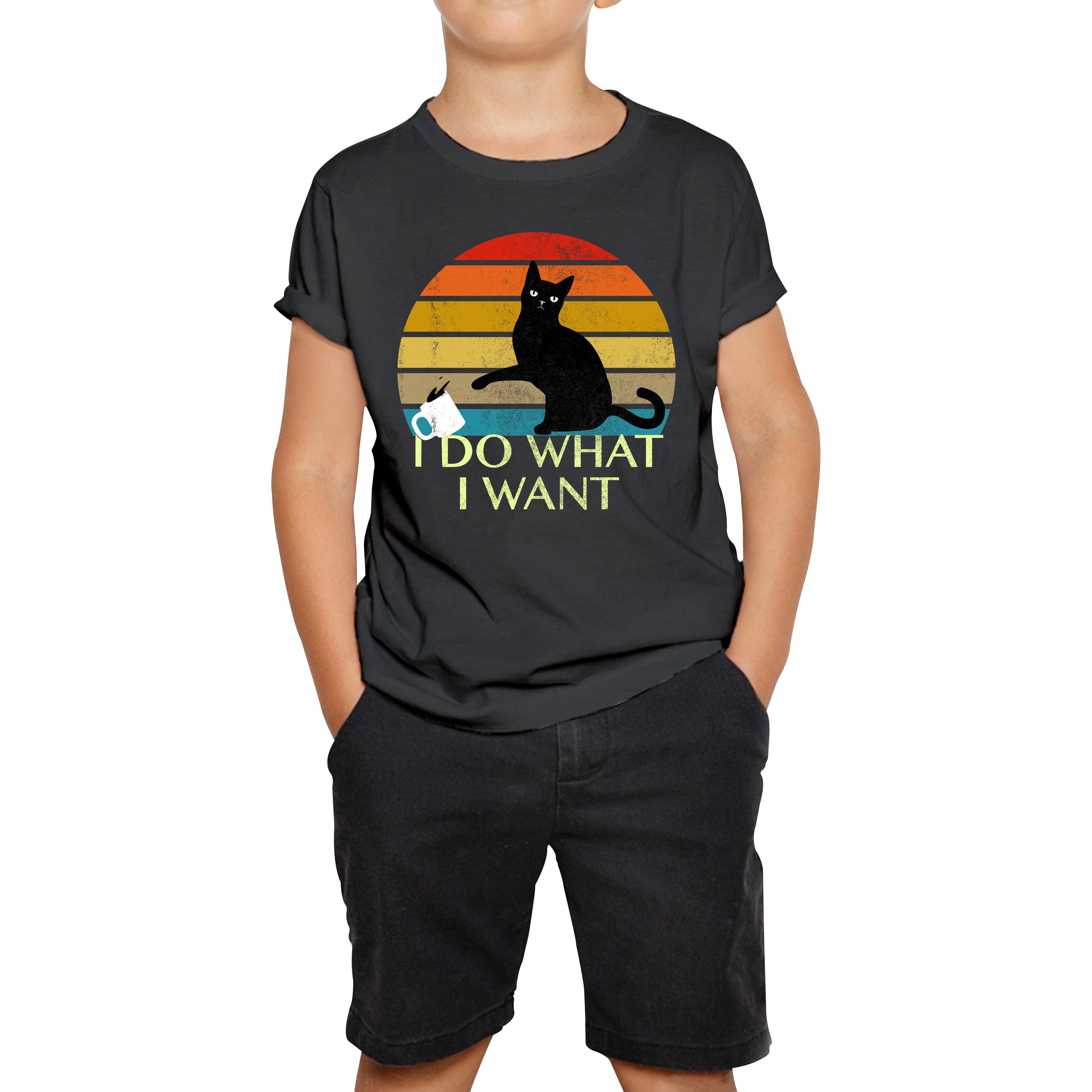 

Black Cat I Do What I Want Vintage Kids T Shirt 120