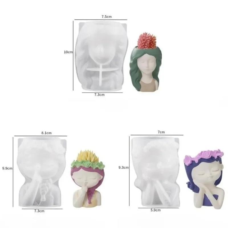 Forma silikonowa 3D Urocza dziewczynka Forma doniczki DIY Ręcznie robione rzemiosło Gips Świeca Kryształ Żywica epoksydowa Forma do dekoracji domu