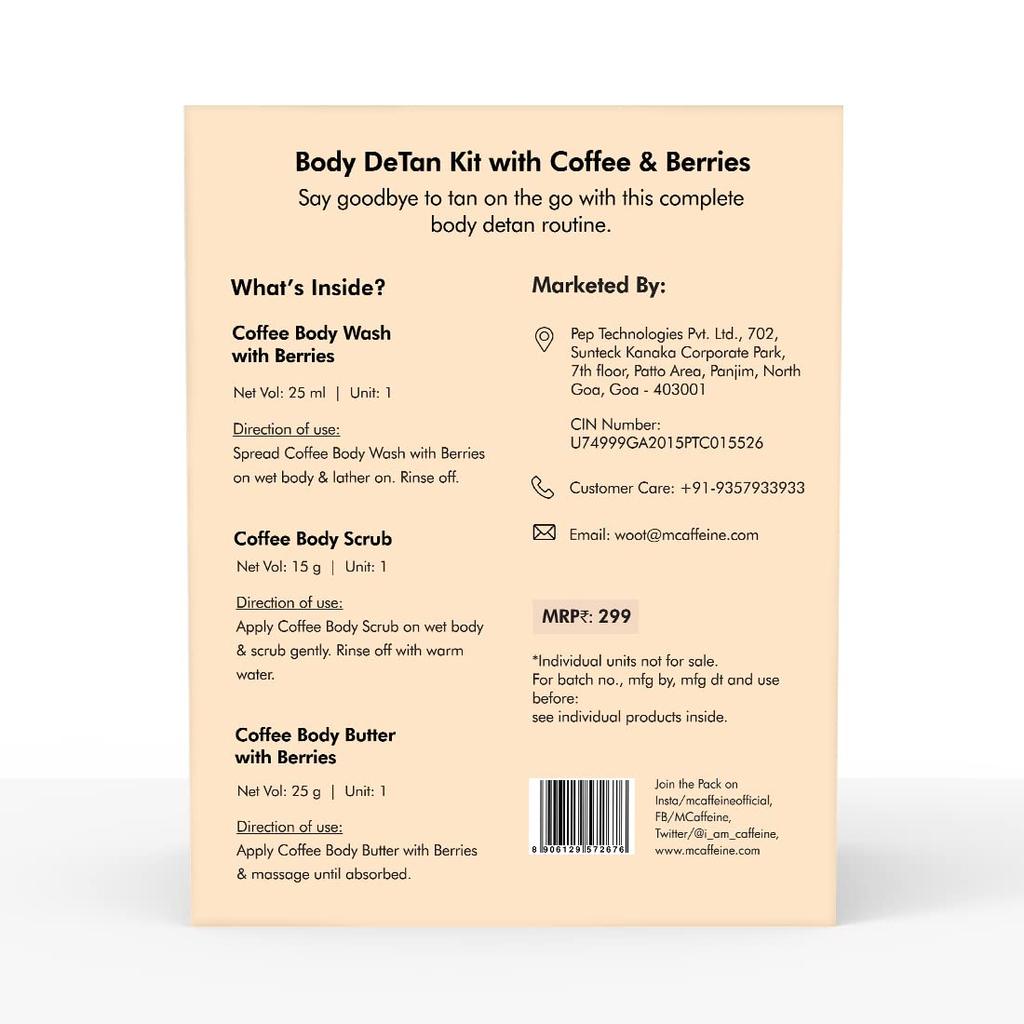 mCaffeine Body Care Gift Set for Women & Men with Berries Body Wash, Scrub & Butter – Hydrating Skin Kit