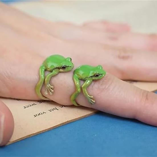 Tree Frog Ring Good Detail Realistic Animal Smooth Polished Adjustable Open Ring Novelty Knuckle Ring Party Daily Lady Finger Jewelry