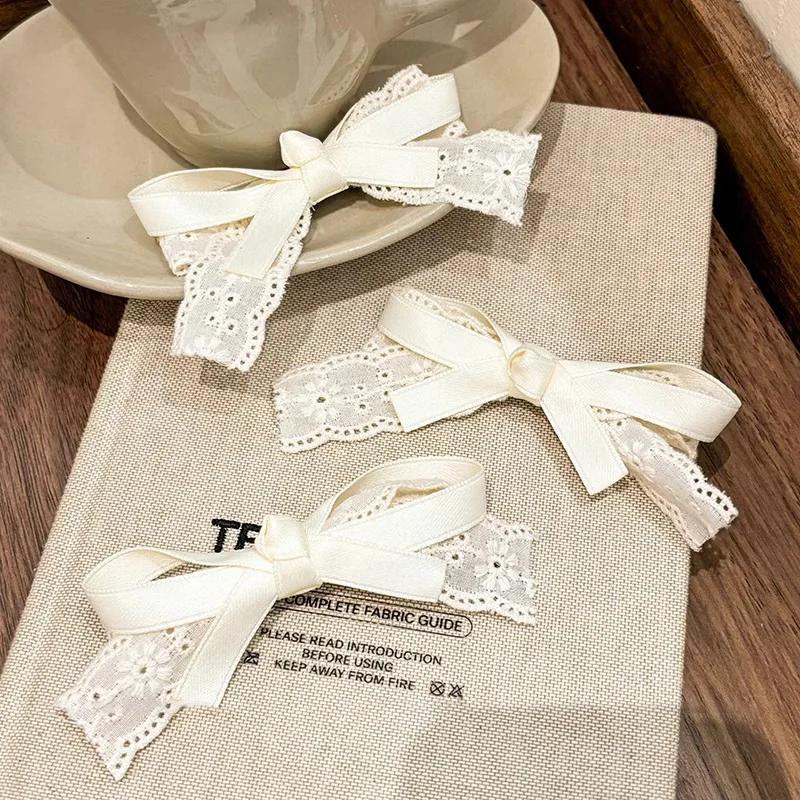 New 2/3PCS Bow Hair Clip Women Cute Lace Lace Hairpin Side Hair Bang Clips Girl Sweet Clip Headwear Hair Accessories