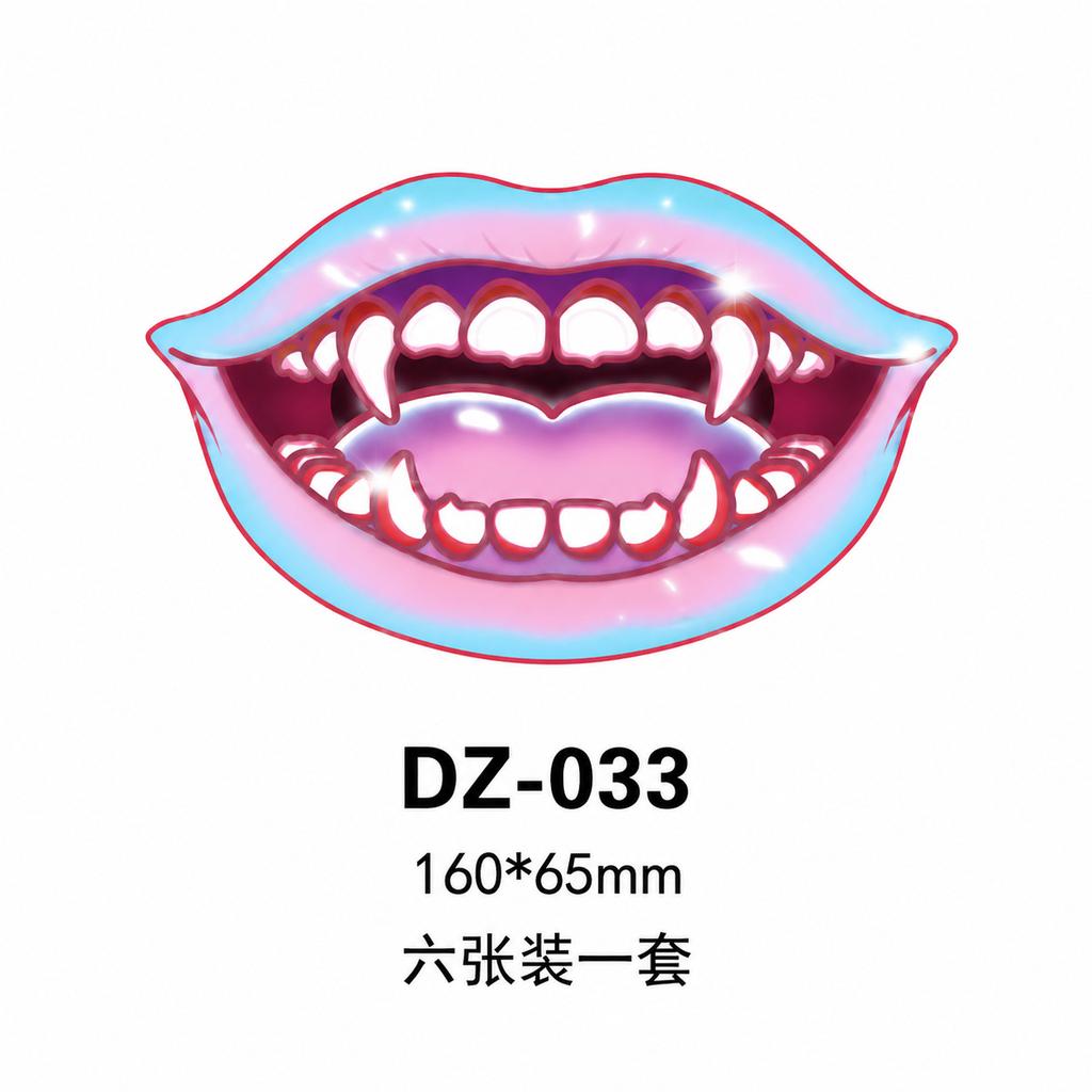 Halloween Mouth Temporary Tattoo Stickers, Vampire Lip Face Stickers for Halloween Party Makeup Decor