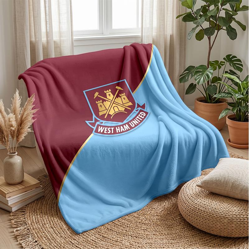 West Ham United Fußball-Print Flanelldecke, Weiche Warme Leichte Überwurfdecke für Sofa Bett Camping