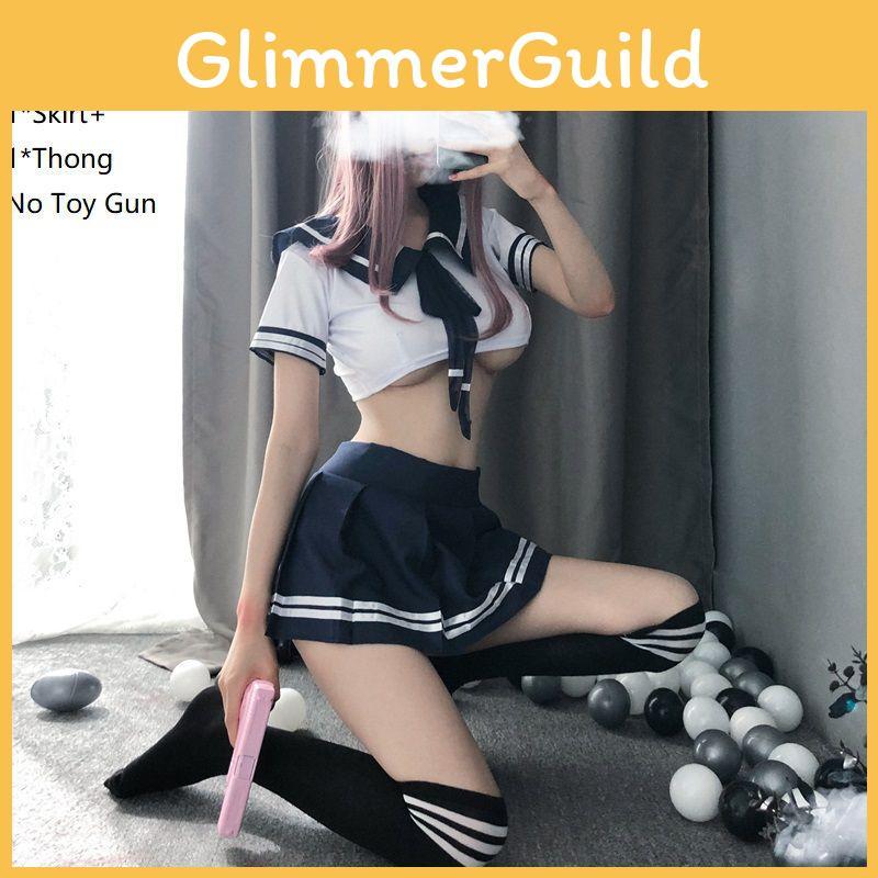 Women's Sexy Cosplay Lingerie Student Uniform Set With Velcro Design Miniskirt Outfit