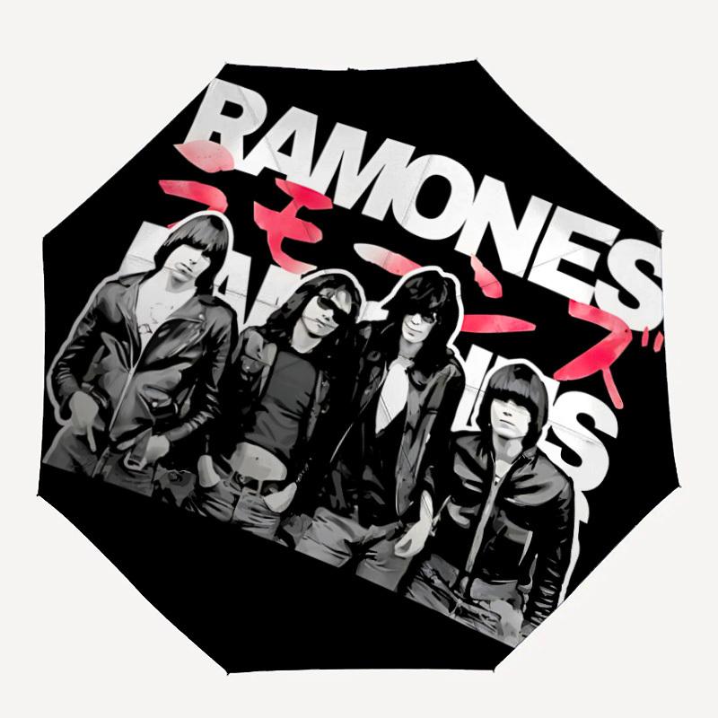 

1 шт. Автоматический зонт Ramones 8 ребер Портативный складной Черный железный каркас для улицы, пляжа, путешествий, Пляжный зонт 147
